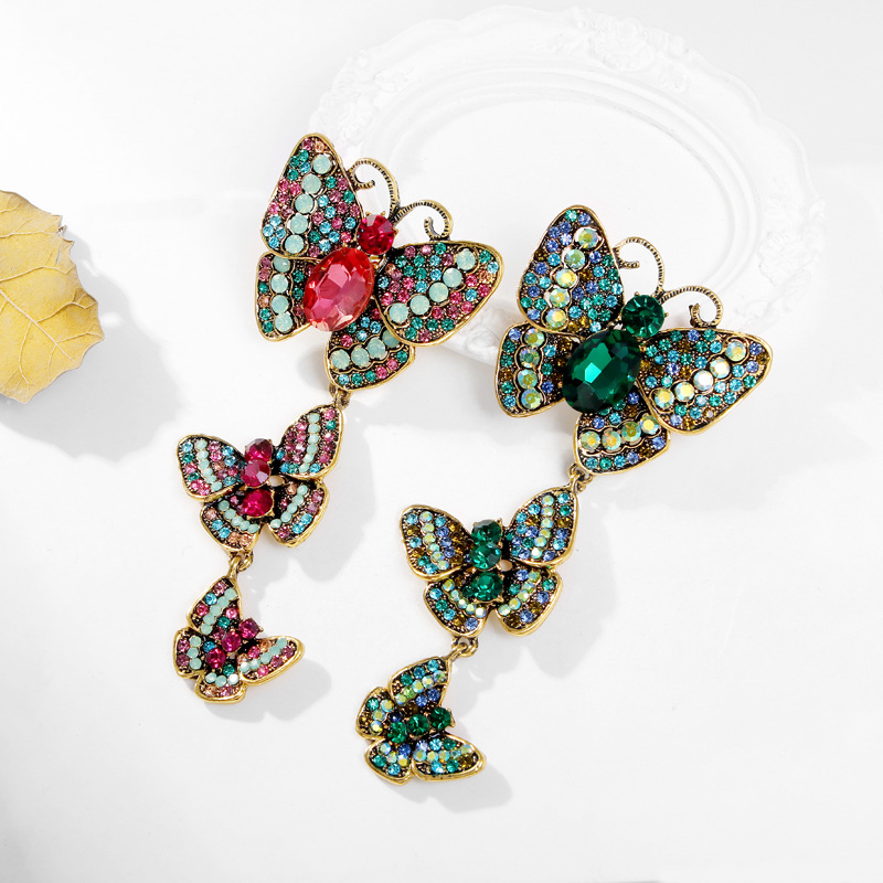 Dame Papillon Alliage Incruster Strass Verre Unisexe Broches display picture 7