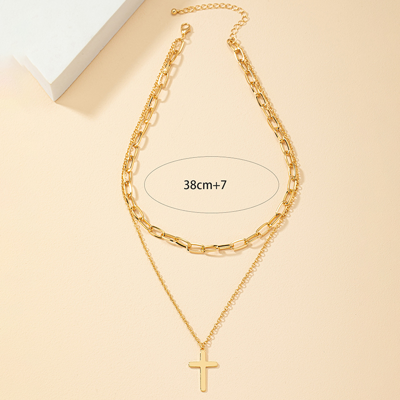 Elegant Retro Lady Cross Alloy Women's Layered Necklaces display picture 3