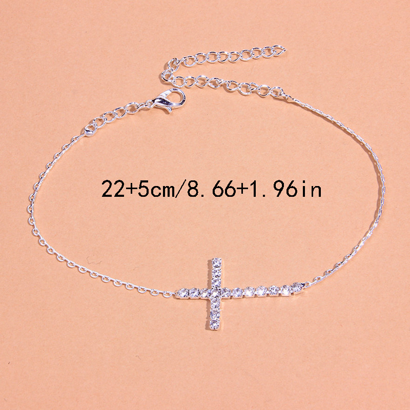 Streetwear Cross Alloy Plating Inlay Artificial Diamond Gold Plated Silver Plated Women's Anklet display picture 5