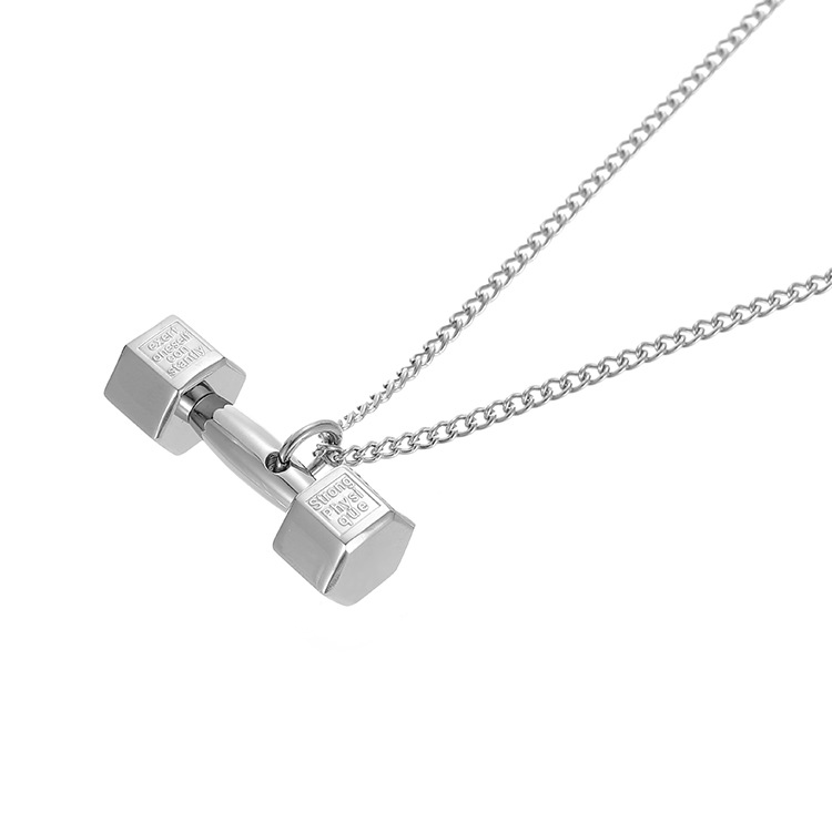 Hip-Hop Rock Barbell Titanium Steel Plating 18K Gold Plated Men'S Pendant Necklace display picture 2