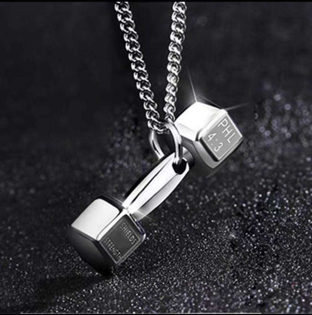 Hip-Hop Rock Barbell Titanium Steel Plating 18K Gold Plated Men'S Pendant Necklace display picture 4