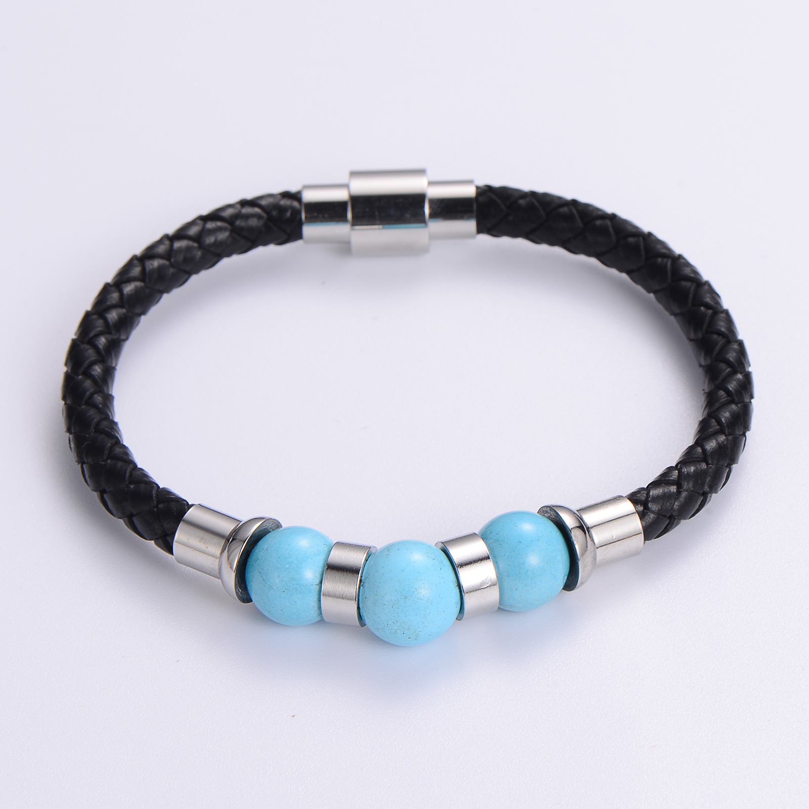 Casual Multicolor Stainless Steel Pu Leather Natural Stone 18K Gold Plated No Inlaid Wristband Bracelets In Bulk display picture 2