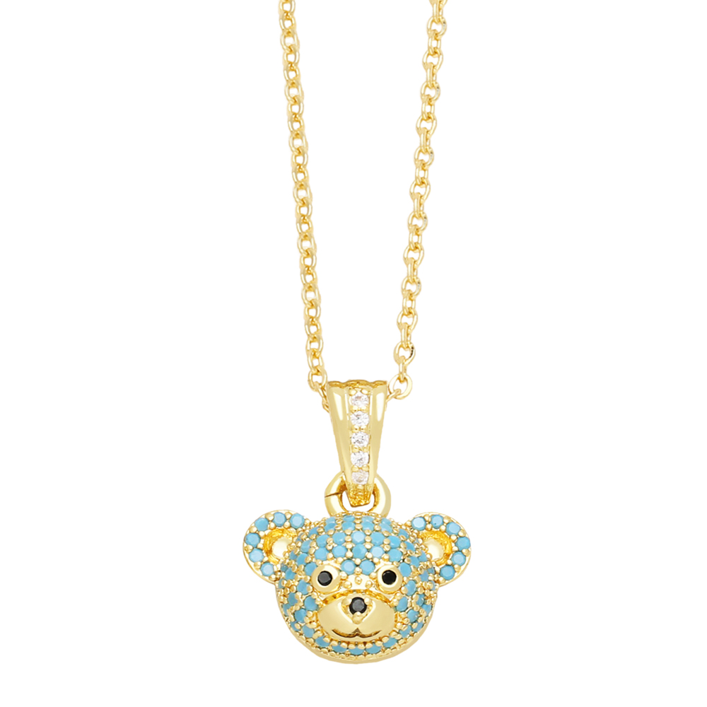 Cute Shiny Little Bear Stainless Steel Copper Plating Inlay Zircon 18k Gold Plated Pendant Necklace display picture 7