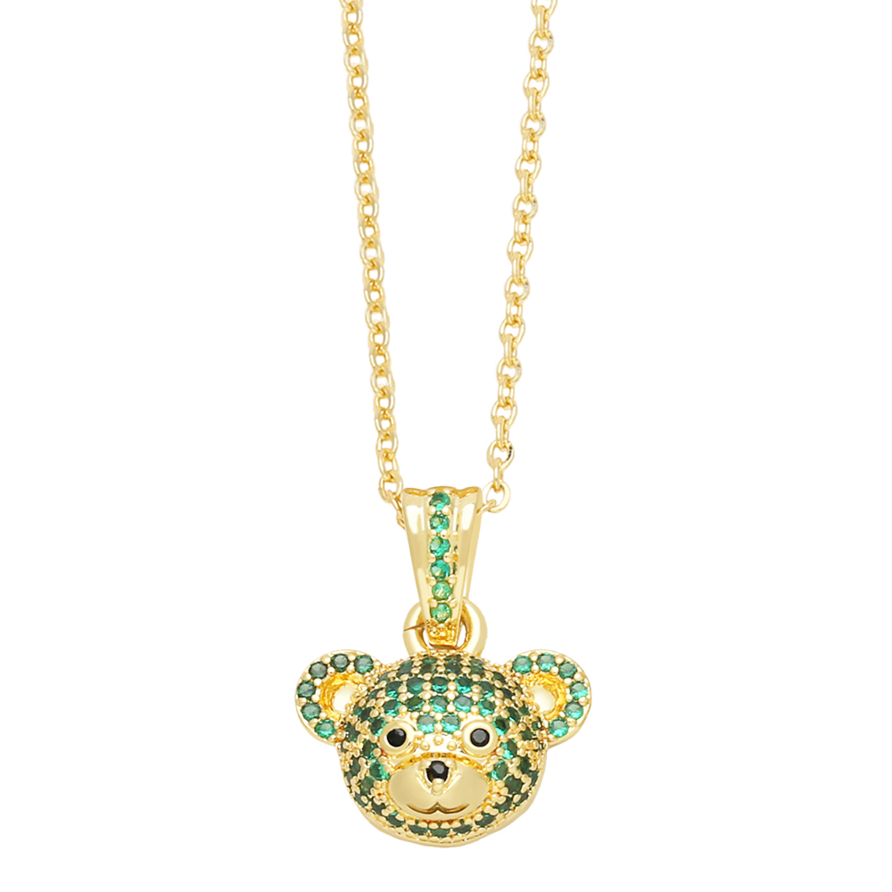 Cute Shiny Little Bear Stainless Steel Copper Plating Inlay Zircon 18k Gold Plated Pendant Necklace display picture 6