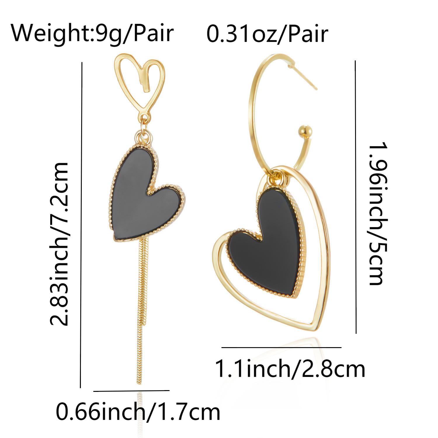 1 Pair Retro Asymmetrical Heart Shape Tassel Plating Inlay Copper Shell 18k Gold Plated Drop Earrings display picture 1