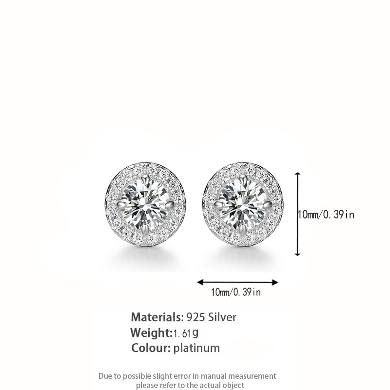 1 Pair Elegant Luxurious Queen Round Plating Inlay Sterling Silver Zircon White Gold Plated Ear Studs display picture 6