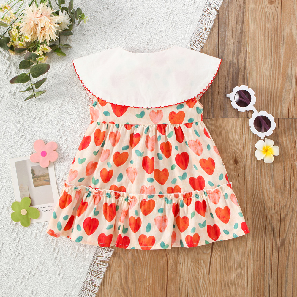 Casual Princess Pastoral Heart Shape Cotton Girls Dresses display picture 12