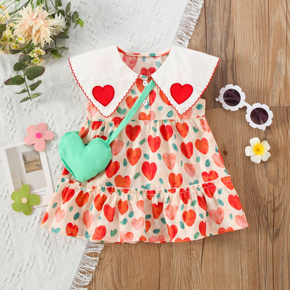 Casual Princess Pastoral Heart Shape Cotton Girls Dresses display picture 14