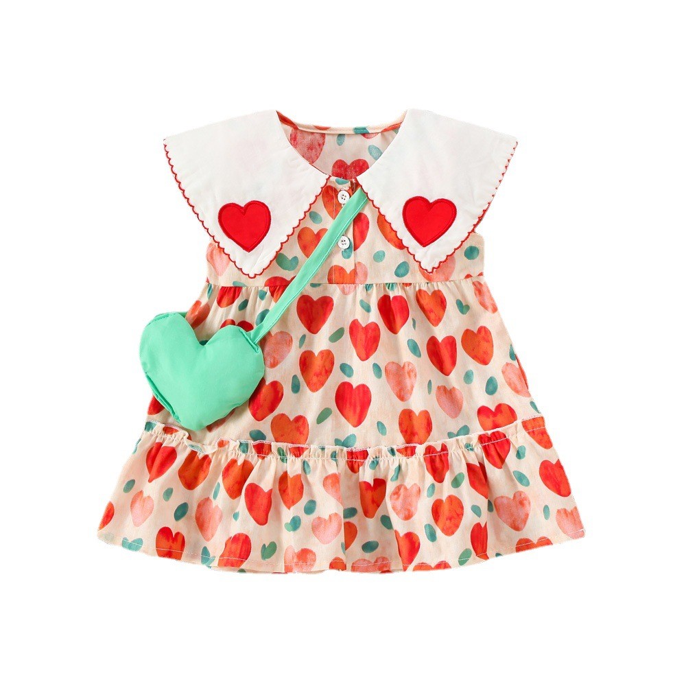 Casual Princess Pastoral Heart Shape Cotton Girls Dresses display picture 1