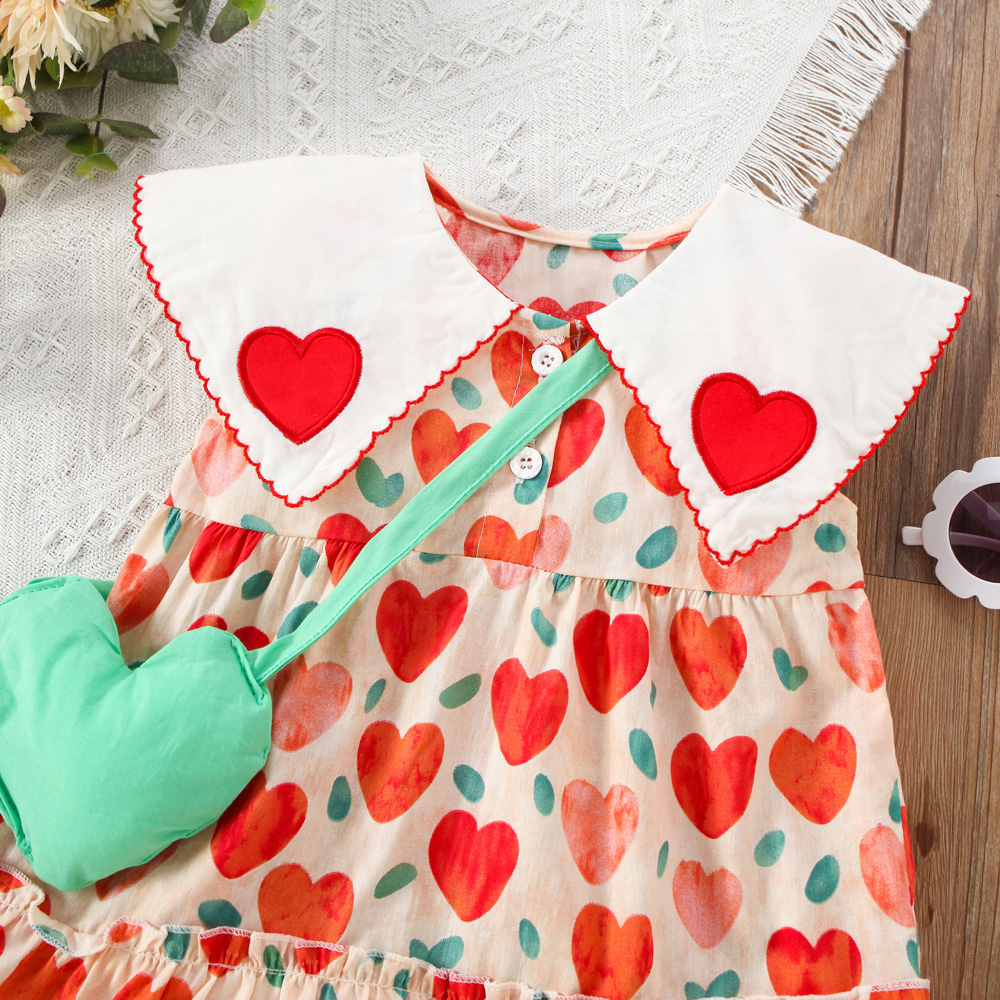 Casual Princess Pastoral Heart Shape Cotton Girls Dresses display picture 15