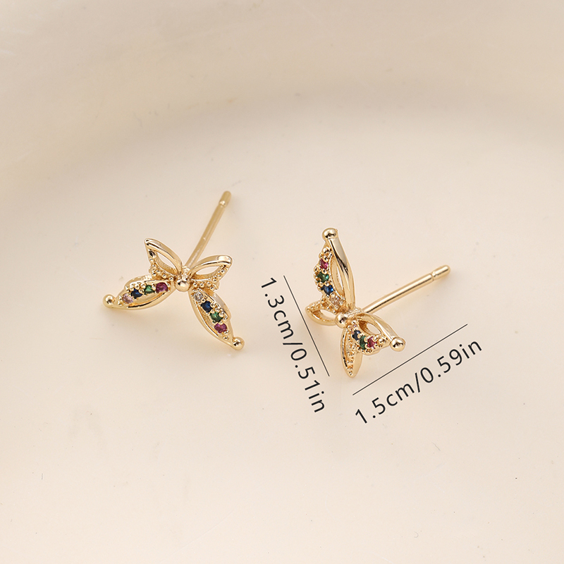 1 Pair Elegant Butterfly Inlay Copper Zircon Ear Studs display picture 1