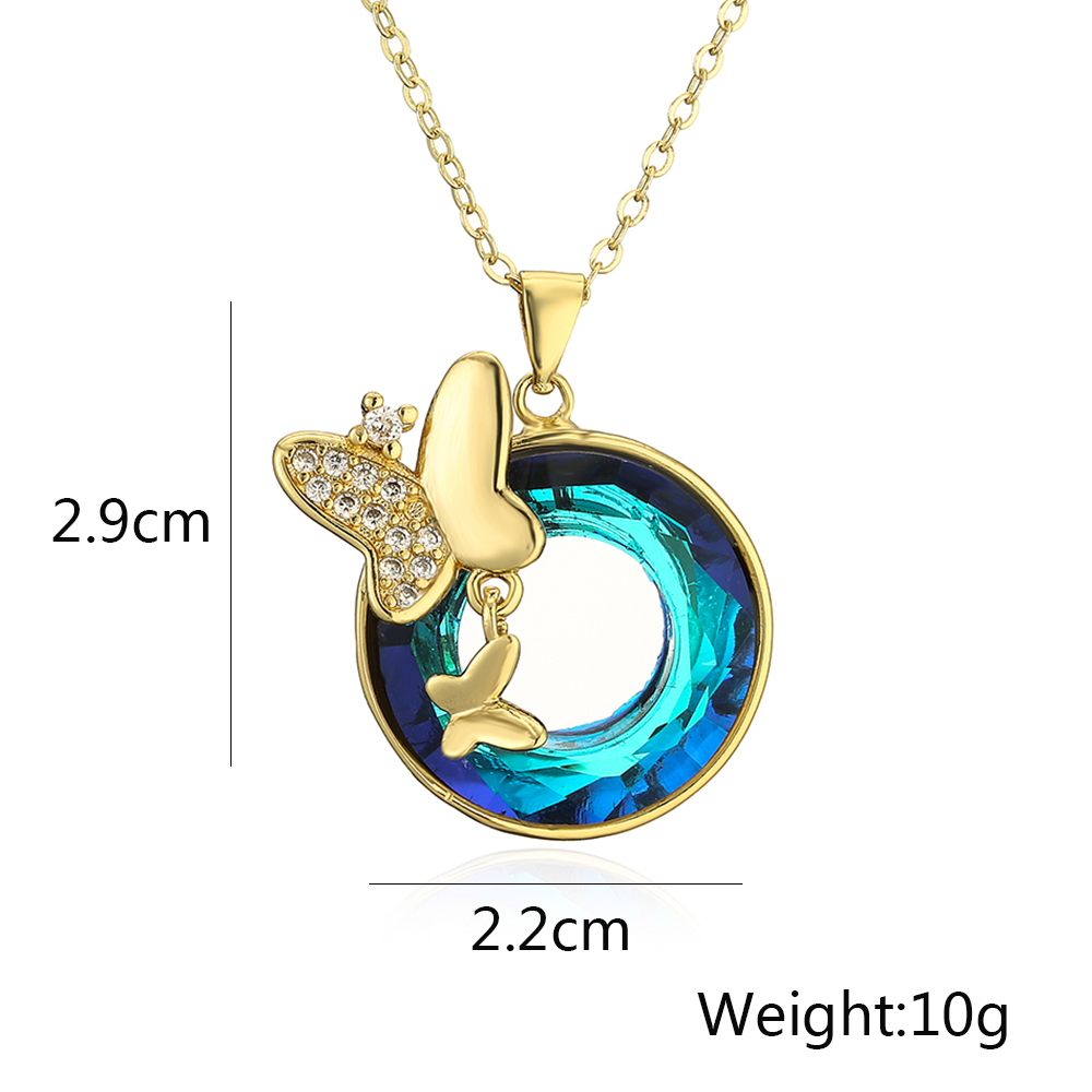 Elegant Butterfly Copper Plating Inlay Zircon 18k Gold Plated Pendant Necklace display picture 1