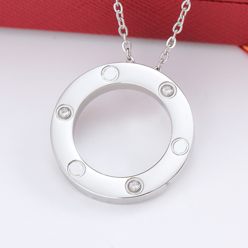 Basic Simple Style Commute Circle Titanium Steel Inlay Zircon Pendant Necklace display picture 1
