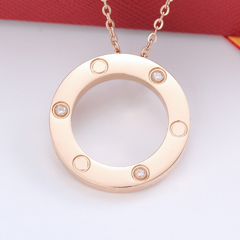 Basic Simple Style Commute Circle Titanium Steel Inlay Zircon Pendant Necklace display picture 2