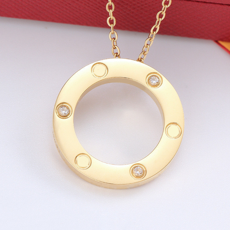 Basic Simple Style Commute Circle Titanium Steel Inlay Zircon Pendant Necklace display picture 3