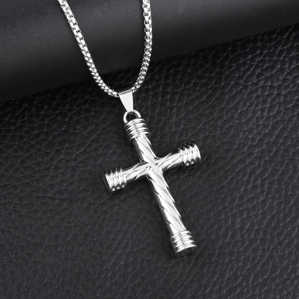 Hip-hop Punk Cool Style Cross Stainless Steel Alloy Plating Unisex Pendant Necklace Long Necklace display picture 3