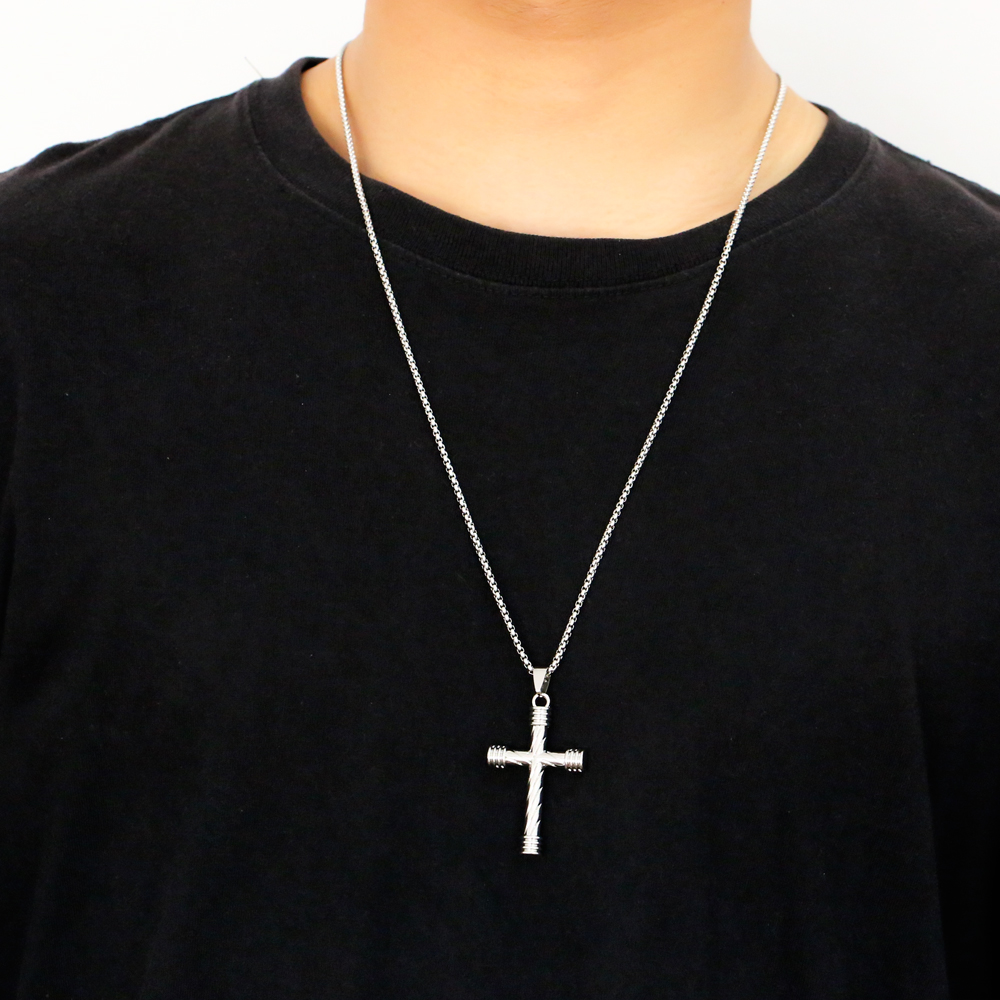Hip-hop Punk Cool Style Cross Stainless Steel Alloy Plating Unisex Pendant Necklace Long Necklace display picture 2