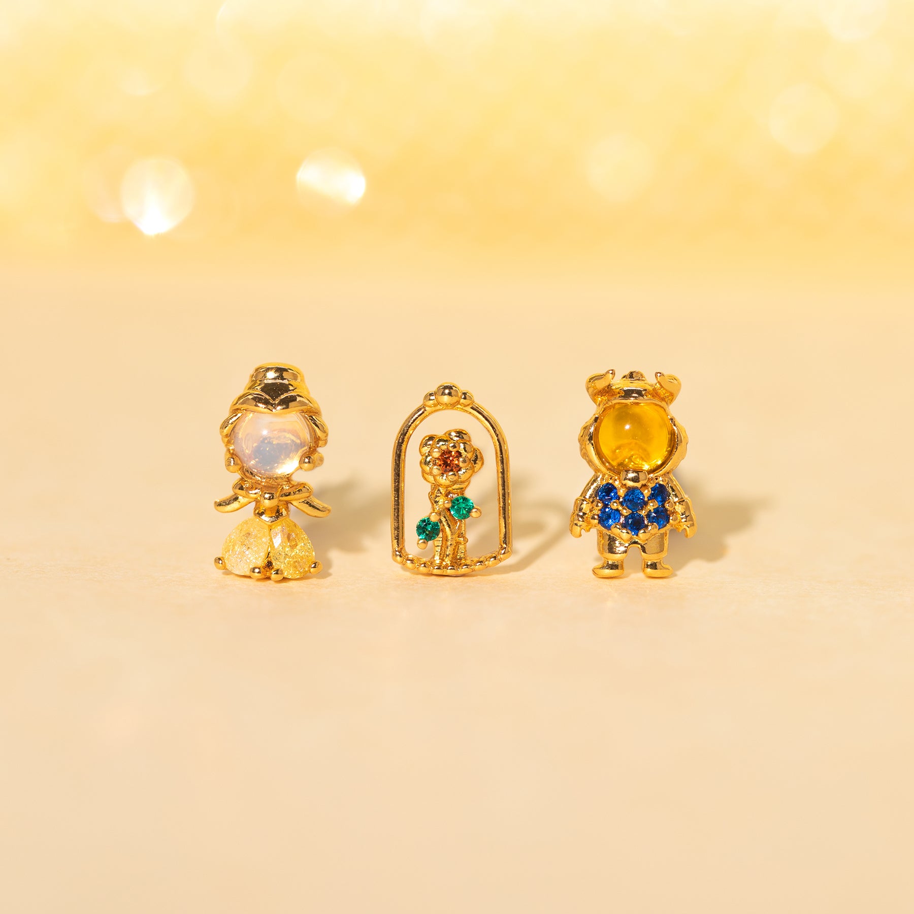 1 Set Sweet Cartoon Plating Inlay Brass Zircon 18k Gold Plated Ear Studs display picture 1