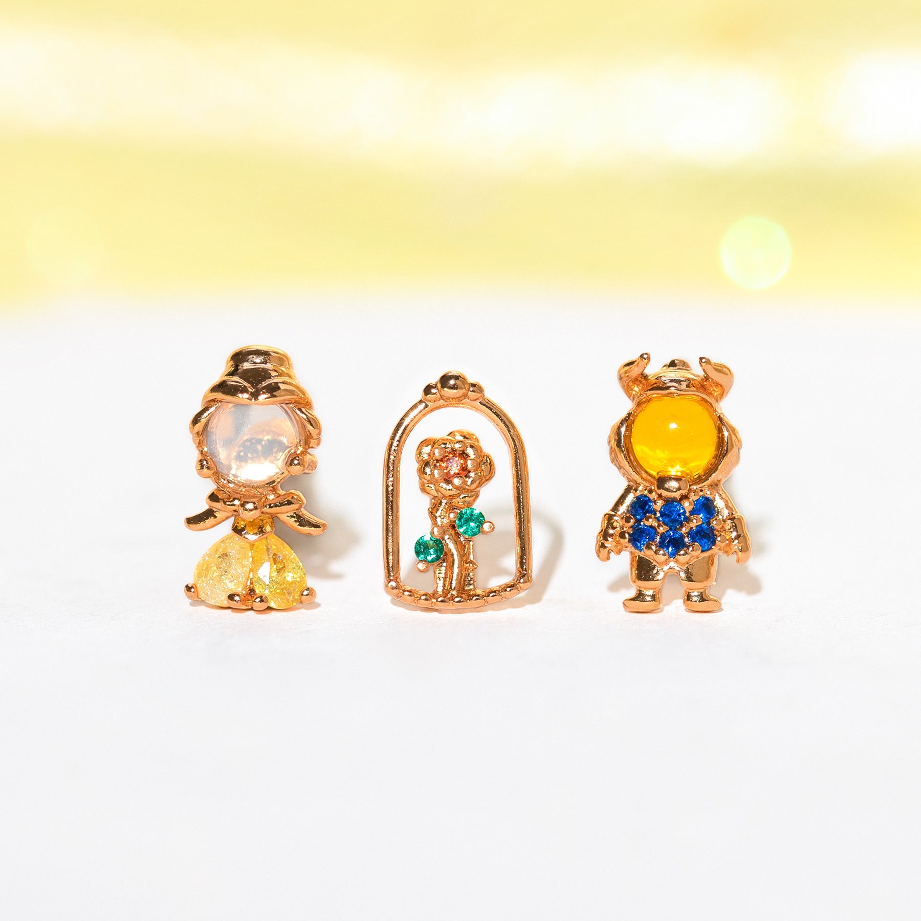 1 Set Sweet Cartoon Plating Inlay Brass Zircon 18k Gold Plated Ear Studs display picture 2