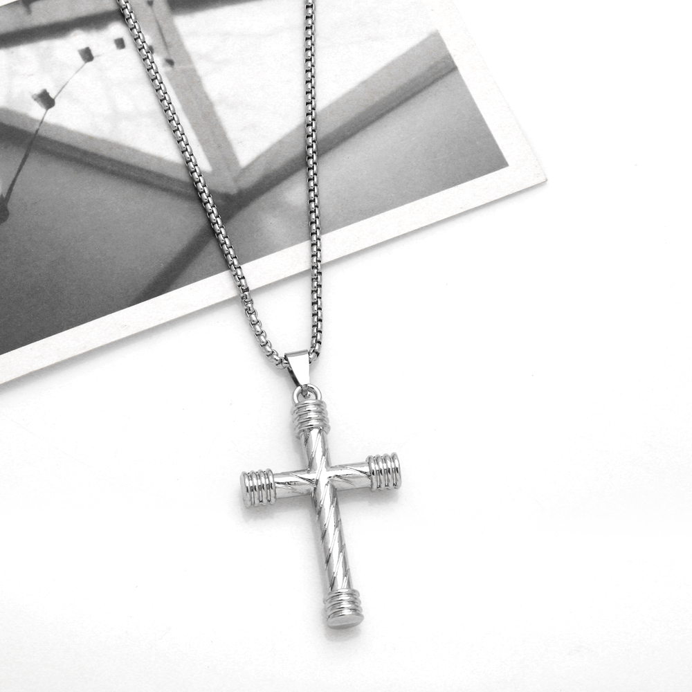 Hip-hop Punk Cool Style Cross Stainless Steel Alloy Plating Unisex Pendant Necklace Long Necklace display picture 7