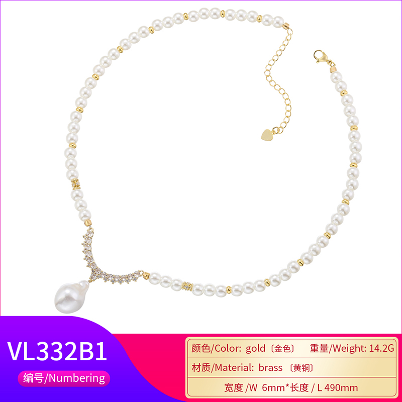 Casual Elegant Simple Style V Shape Little Bear Imitation Pearl Copper Plating Inlay Zircon 18k Gold Plated Pendant Necklace display picture 12