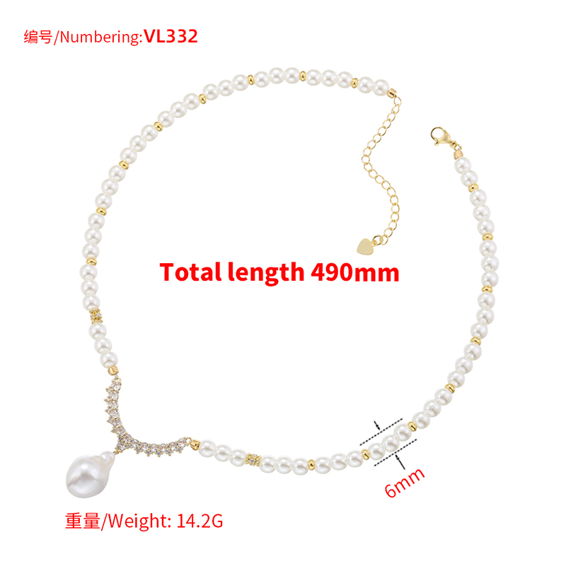 Casual Elegant Simple Style V Shape Little Bear Imitation Pearl Copper Plating Inlay Zircon 18k Gold Plated Pendant Necklace display picture 13