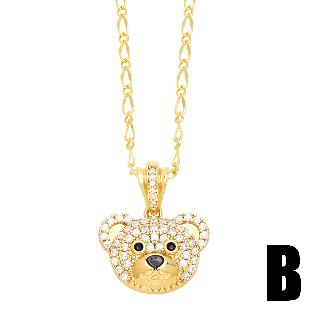 Mignon Style Moderne Ours Panda Acier Inoxydable Le Cuivre Placage Incruster Zircon Plaqué Or 18k Pendentif display picture 5