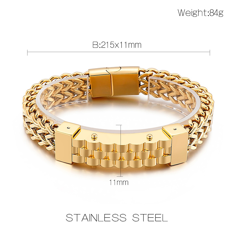 Hip-Hop Rock Solid Color Titanium Steel Plating 18K Gold Plated Men'S Bracelets display picture 1