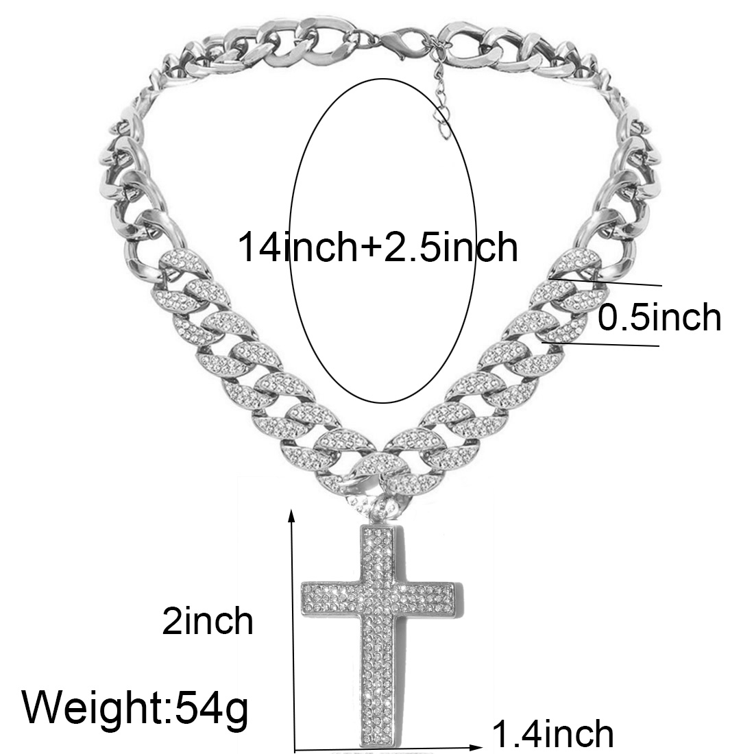 Streetwear Cross Alloy Inlay Rhinestones Women's Pendant Necklace display picture 1
