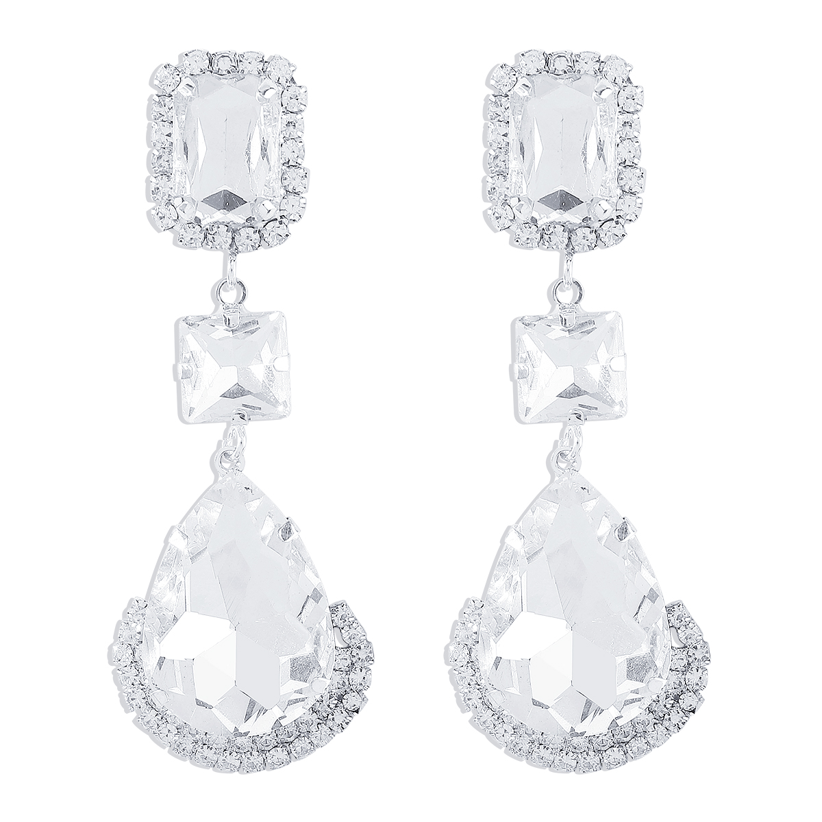 1 Pair Elegant Luxurious Square Water Droplets Inlay Alloy Rhinestones Drop Earrings display picture 5