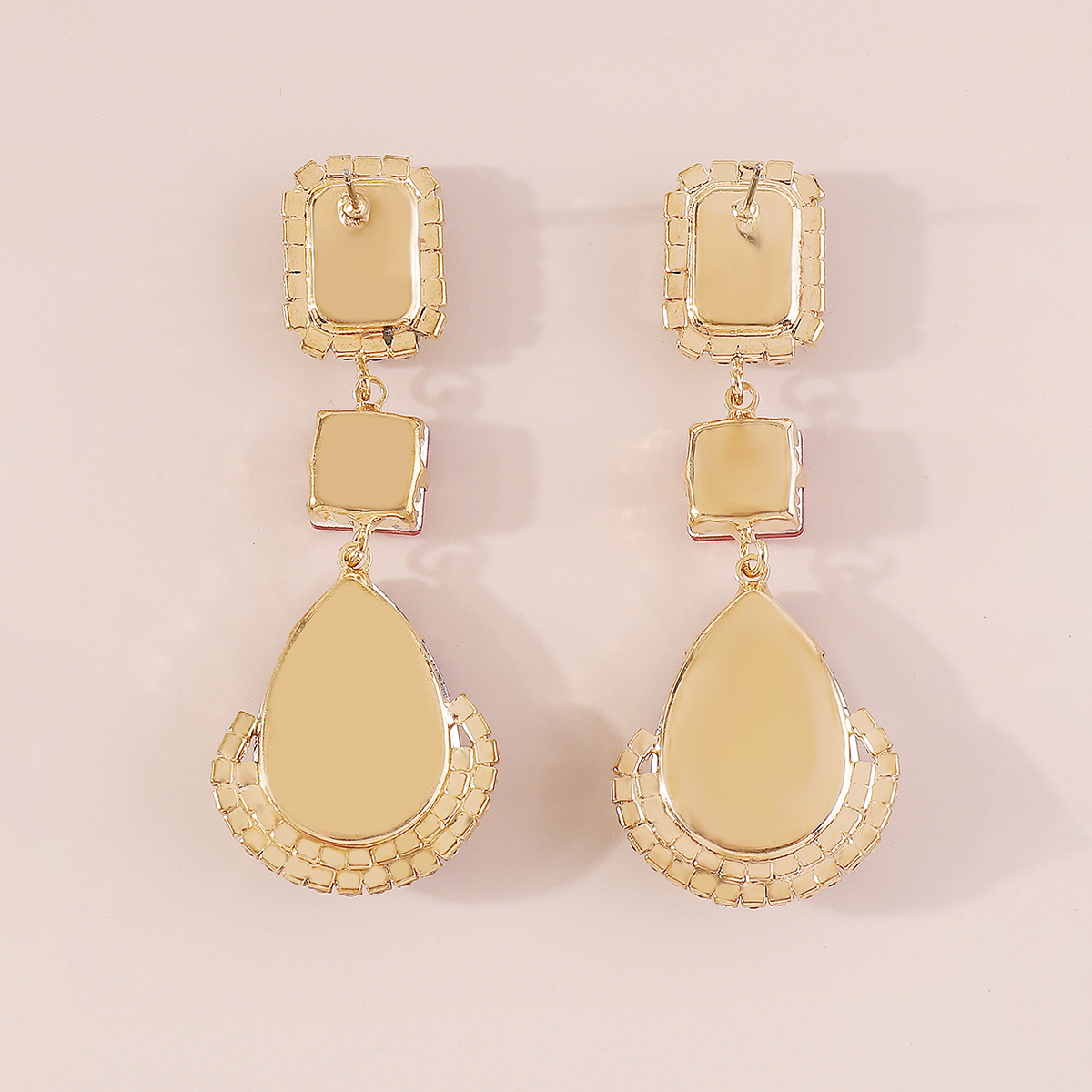 1 Pair Elegant Luxurious Square Water Droplets Inlay Alloy Rhinestones Drop Earrings display picture 15