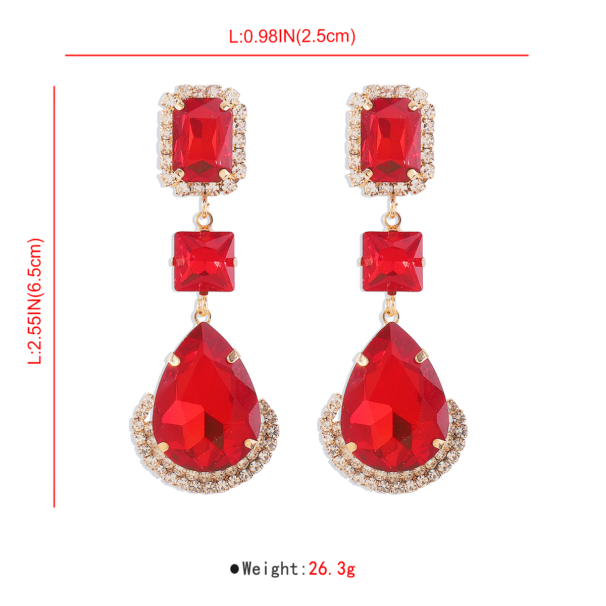 1 Pair Elegant Luxurious Square Water Droplets Inlay Alloy Rhinestones Drop Earrings display picture 21