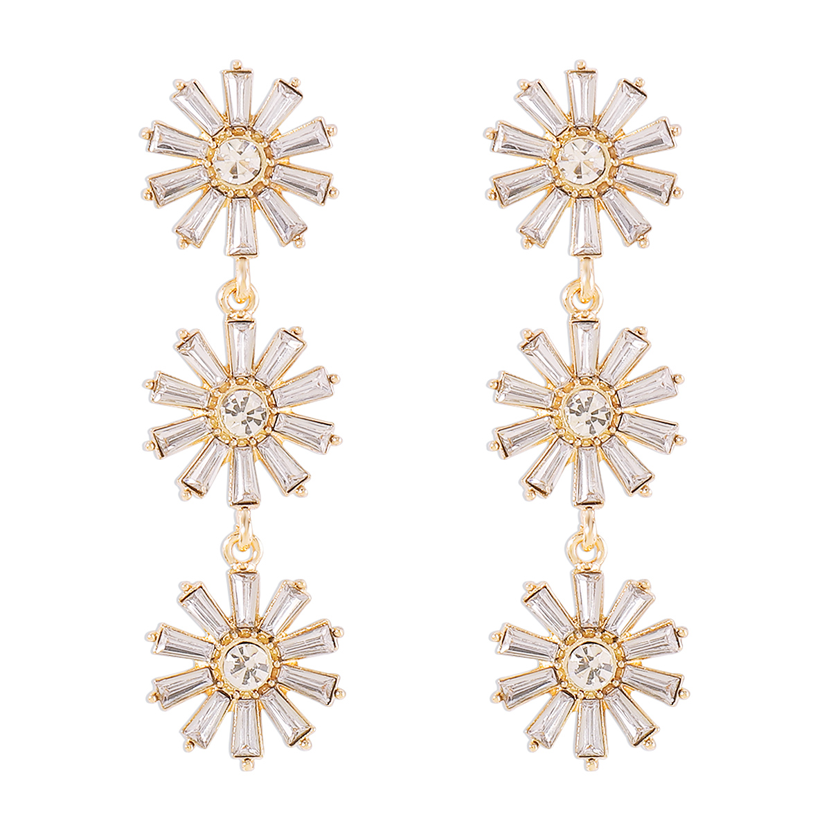 1 Paar Elegant Vintage-stil Süss Blume Inlay Legierung Künstlicher Diamant Tropfenohrringe display picture 2