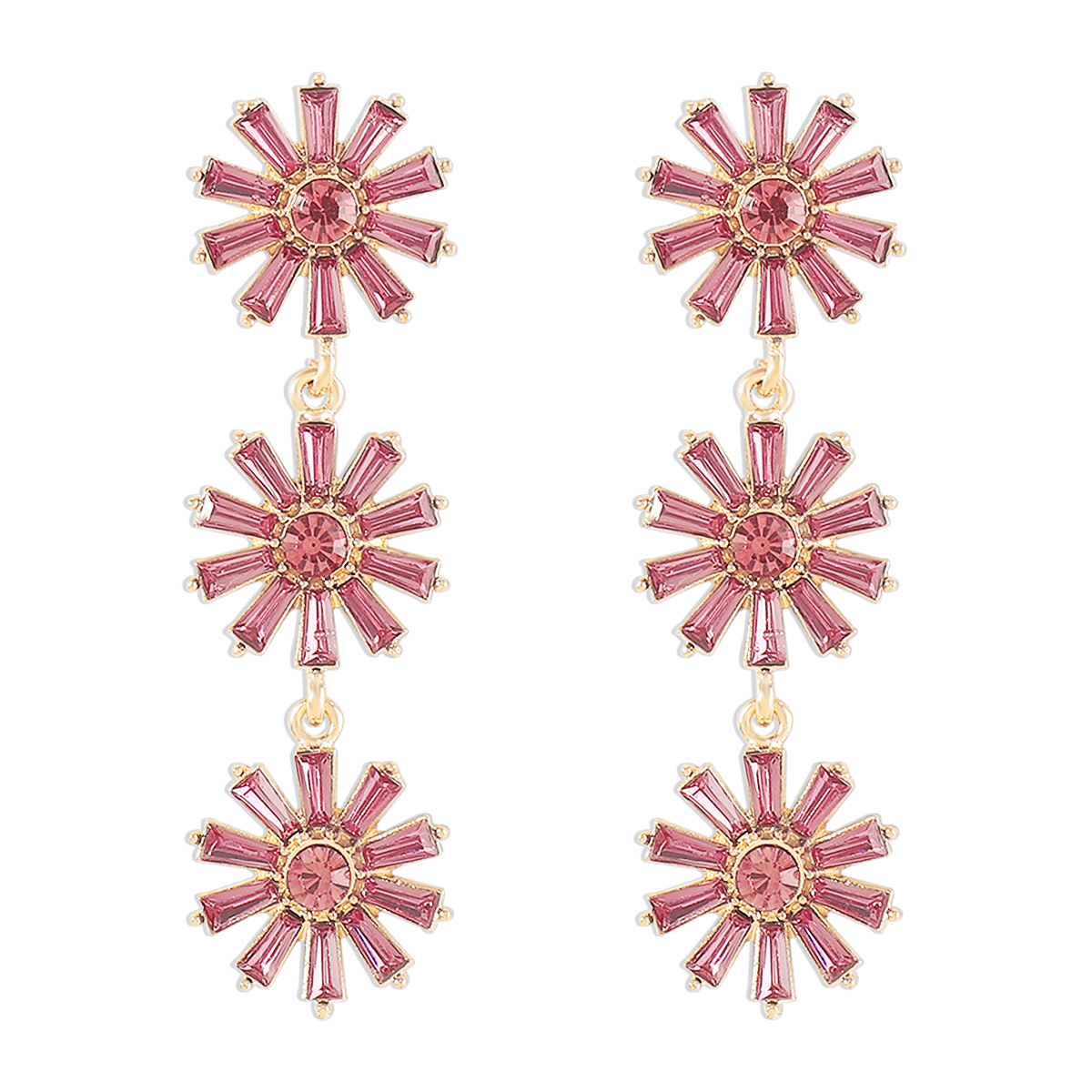 1 Paar Elegant Vintage-stil Süss Blume Inlay Legierung Künstlicher Diamant Tropfenohrringe display picture 9
