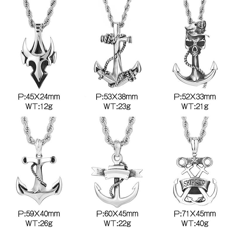 Rock Punk Anchor Skull Stainless Steel Charms Jewelry Accessories display picture 1