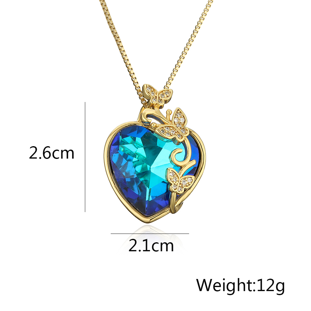 Simple Style Commute Heart Shape Butterfly Copper 18k Gold Plated Zircon Pendant Necklace In Bulk display picture 1