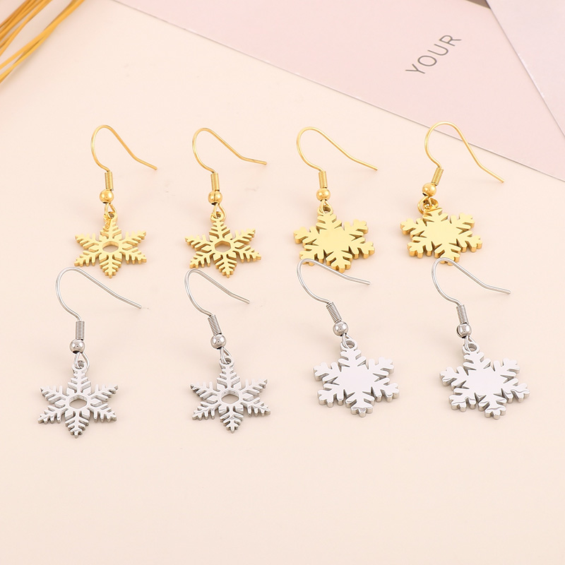 Titanium Steel 18K Gold Plated Vacation Plating Snowflake Bracelets Earrings Necklace display picture 3