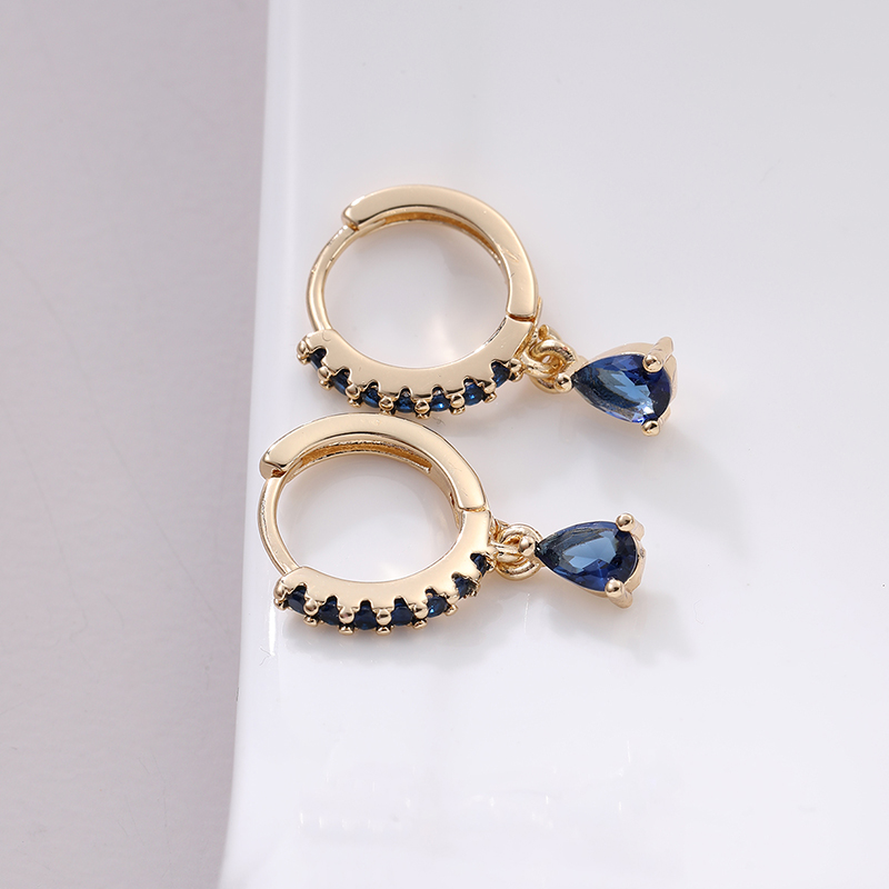 1 Pair Modern Style Water Droplets Inlay Copper Zircon Drop Earrings display picture 1