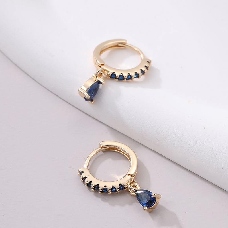 1 Pair Modern Style Water Droplets Inlay Copper Zircon Drop Earrings display picture 2