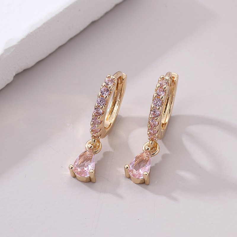 1 Pair Modern Style Water Droplets Inlay Copper Zircon Drop Earrings display picture 12