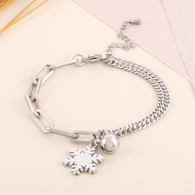 Titanium Steel 18K Gold Plated Vacation Plating Snowflake Bracelets Earrings Necklace display picture 11