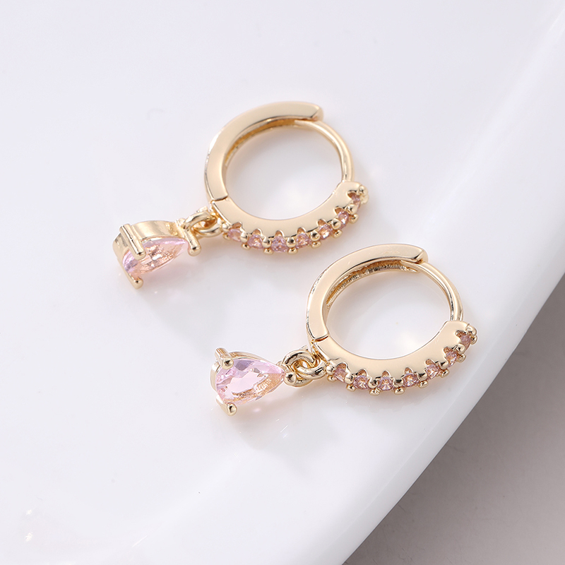 1 Pair Modern Style Water Droplets Inlay Copper Zircon Drop Earrings display picture 11