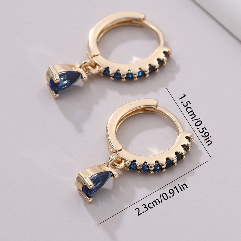 1 Pair Modern Style Water Droplets Inlay Copper Zircon Drop Earrings display picture 4