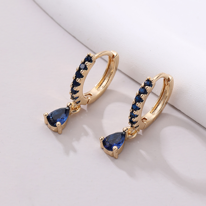1 Pair Modern Style Water Droplets Inlay Copper Zircon Drop Earrings display picture 3