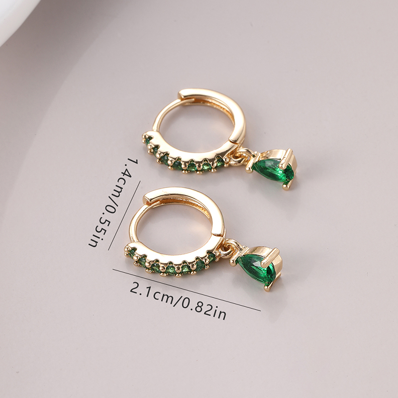 1 Pair Modern Style Water Droplets Inlay Copper Zircon Drop Earrings display picture 10