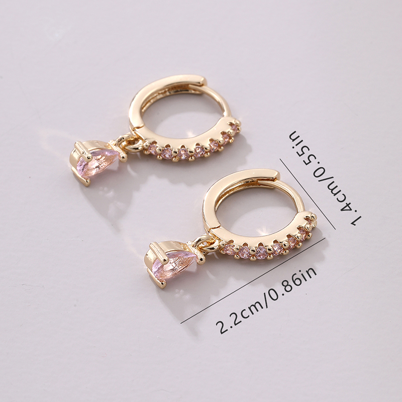 1 Pair Modern Style Water Droplets Inlay Copper Zircon Drop Earrings display picture 14