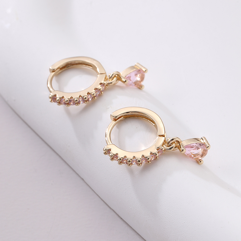 1 Pair Modern Style Water Droplets Inlay Copper Zircon Drop Earrings display picture 13