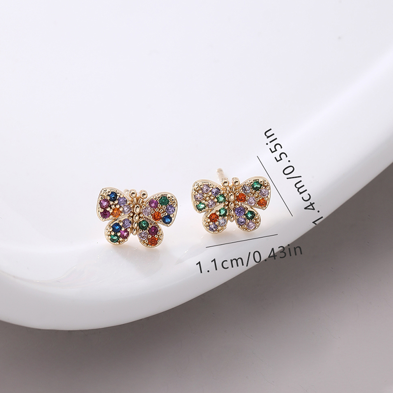 1 Pair Modern Style Shiny Butterfly Inlay Copper Zircon Ear Studs display picture 1