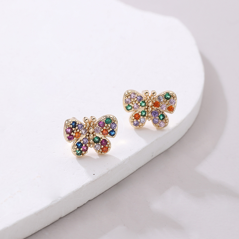 1 Pair Modern Style Shiny Butterfly Inlay Copper Zircon Ear Studs display picture 3
