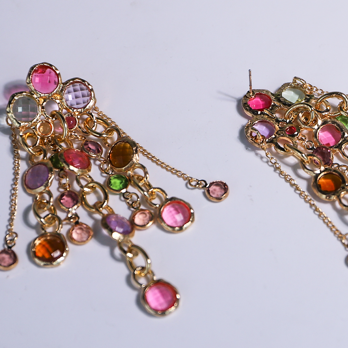 1 Pair Elegant Glam Tassel Inlay Alloy Resin Drop Earrings display picture 2